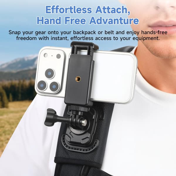 Selfie Stick Holster, Hurtigfrigivelse, Alsidige Vinkeljusteringer,sort farve