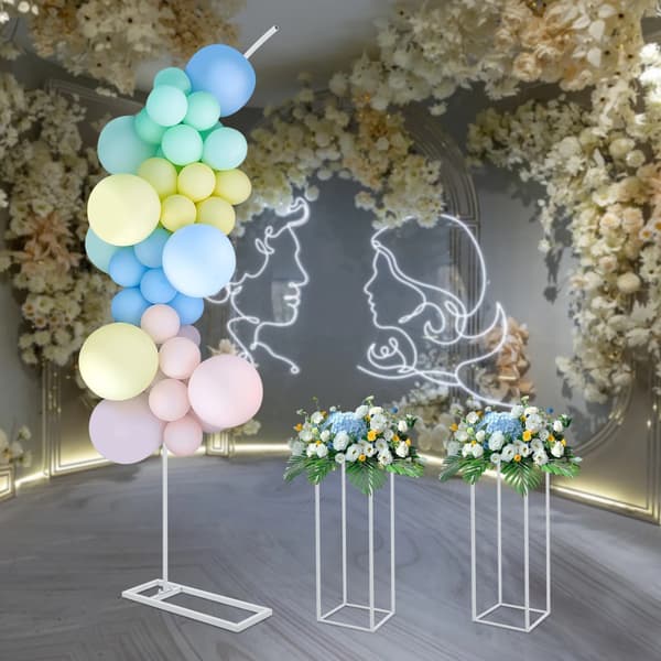 Blomsterställ Set, Båge Design, Hållbar Stål Konstruktion,VIT, M