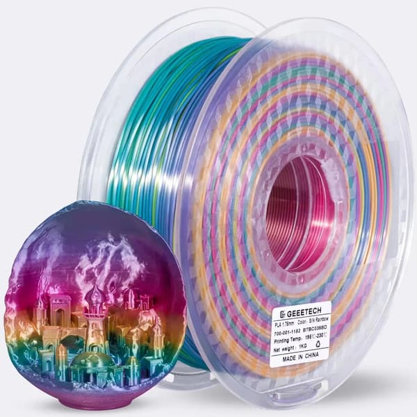 3D-utskrift filament, 1,75 mm diameter, miljövänligt PLA-material,Sidenregnbåge
