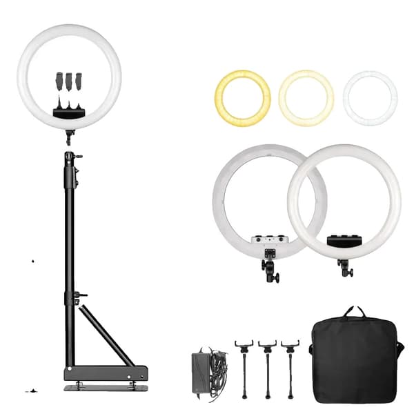 Ring Light, Dæmpbar Lysstyrke, 360° Rotation,170cm Hvid
