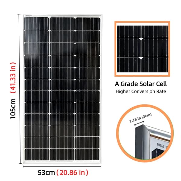 Solpanel, Monokristallin Design, Hög Effektivitet,120w  2st