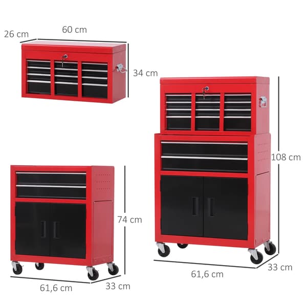 Verktygslåda, Tungmetall, Låsbart Design,röd
