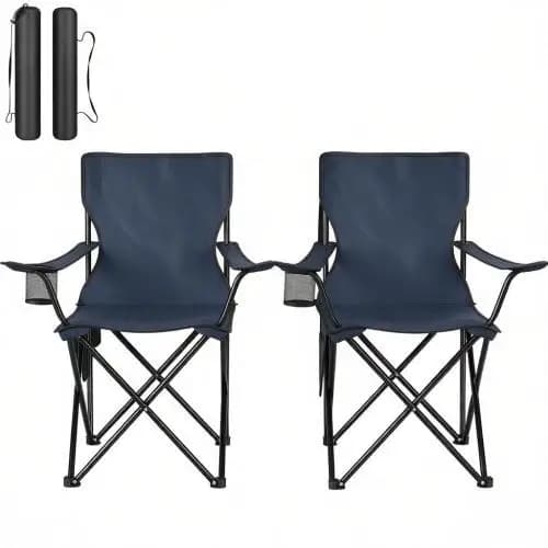 Fiskestol, Sammenklappelig Design, Bærbar med Kopholder,Marineblå - Mesh