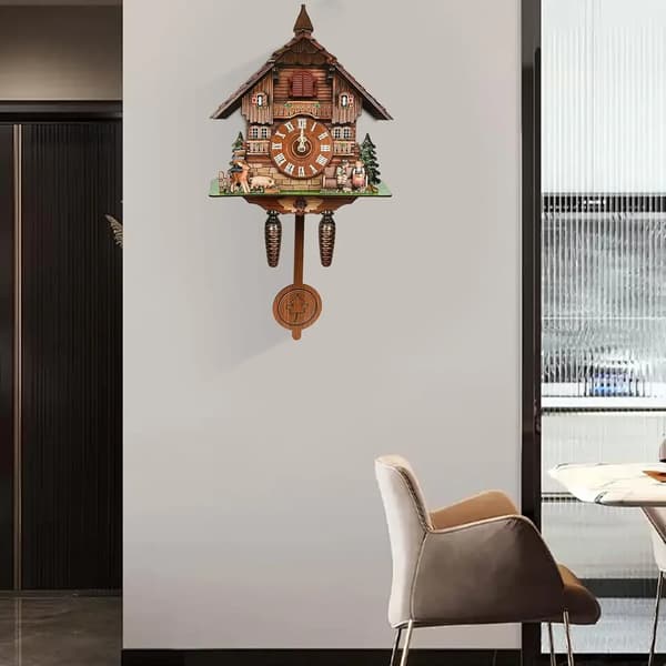 Väggklocka, Husformad Design, Animerad Kuckuckfunktion,Flerfärgad