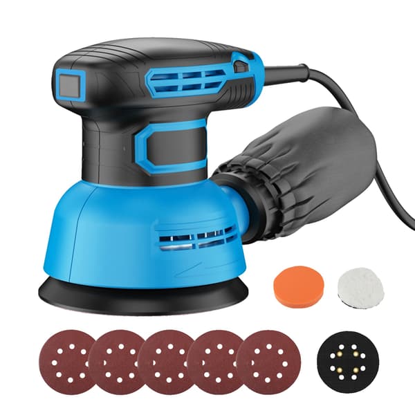 Orbital Slipmaskin, Variabel Hastighet, Ergonomisk Design,5 Sandpapper