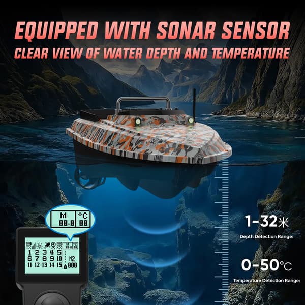 GPS Bait Boat, Dobbelt Positioneringssystem, Sonar Sensor,D80E Graffiti