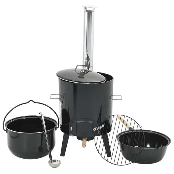 Utomhusgrill/ Roster, Robust Stål, Bärbar Design,svart