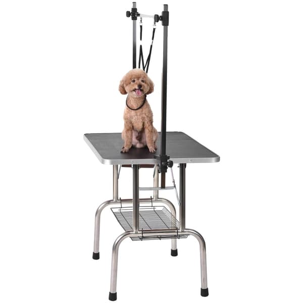 Kæledyrsgroomingbord, Foldbart design, Bærbart med støttearm,sort