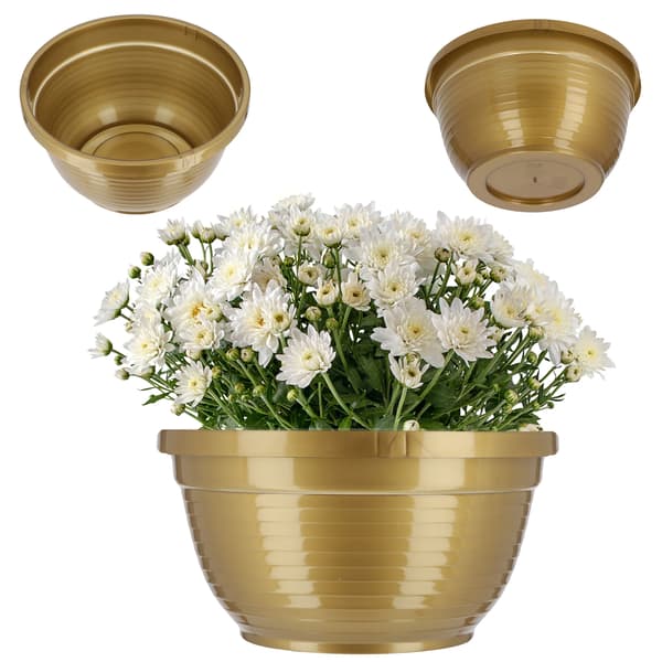 Blomkruka, Väderbeständig, Hållbar Plast,L, Guld-b