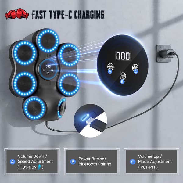 Musik Boxningsmaskin, LED-lampor, Bluetooth-anslutning,A