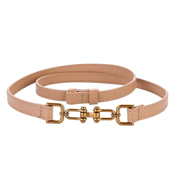 Læderbælte, Justerbart Design, Mode Spænde,Abrikos, 100cm