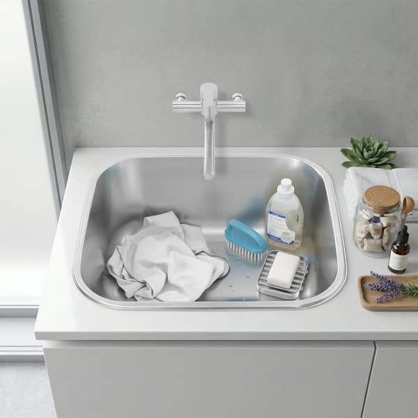 Vaskesink, rummelig design, holdbar rustfrit stål konstruktion,Sølv