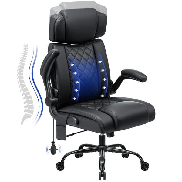 Kontorstol, Ergonomisk Design, Justerbar Lændestøtte,Sort