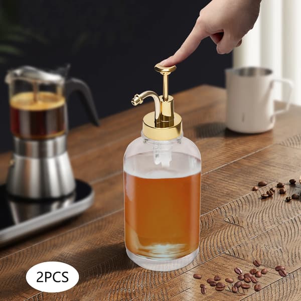Glas Sirapsdispenser, Rostfritt Stål, Läcksäker Design,Guld