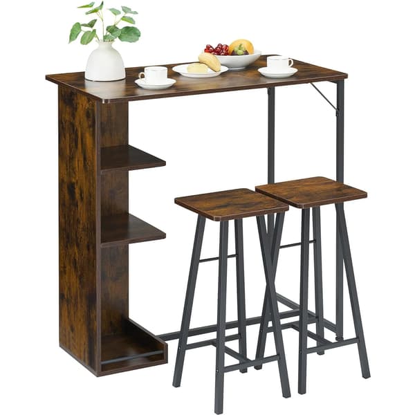 Barbord Sæt, Pladsbesparende, Multifunktionelt Design,Retro brun