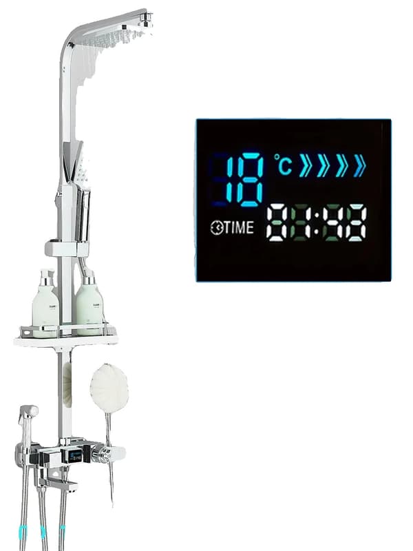 Duschkranset, Automatisk Termostatkontroll, LED Temperaturdisplay,krom
