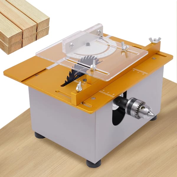 Mini bordsav, justerbar bladdybde, kompakt design,220V-240V EU Stik, Lys Gul