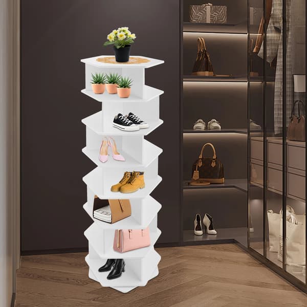 Sko Display Rack, 7-Lags Organizer, 360° Rotation,HVID