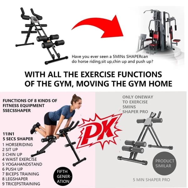 Ab Trainer, Fällbar Design, Multifunktionell Träning,svart