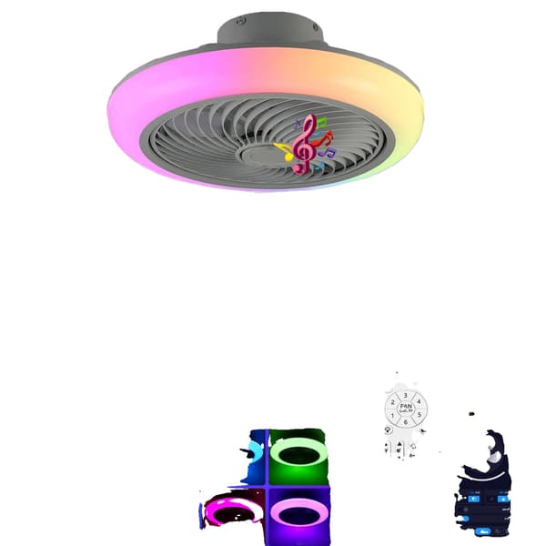 Loftventilator, Bluetooth-forbindelse, Dæmpbar LED-belysning,50W, 110-240V