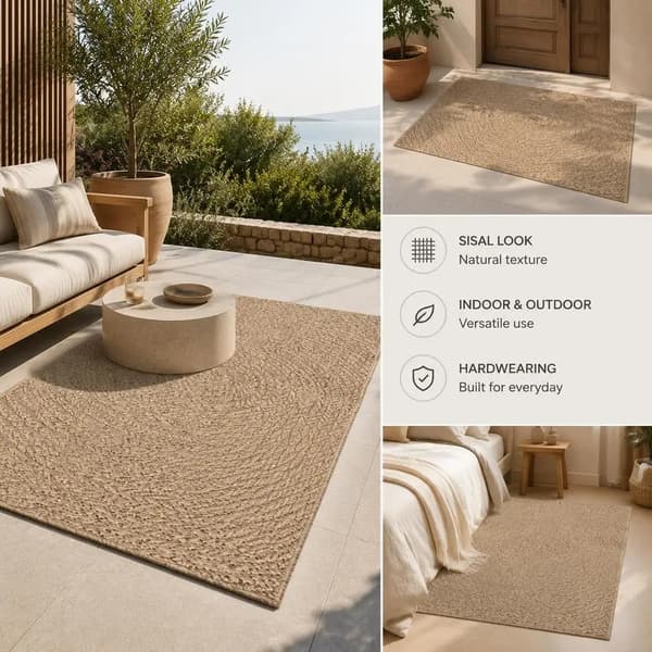 Jute Look Tæppe, Holdbart Design, Alsidig Brug,Brun