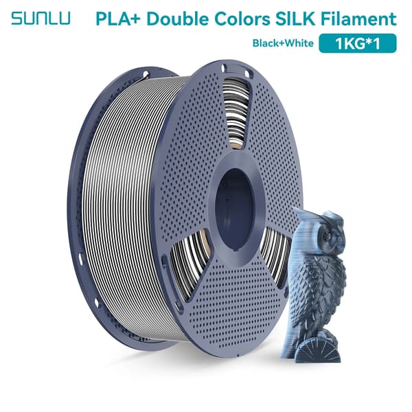 3D-printer filament, PLA Plus, flere tonefarver,1KG Sort Hvid