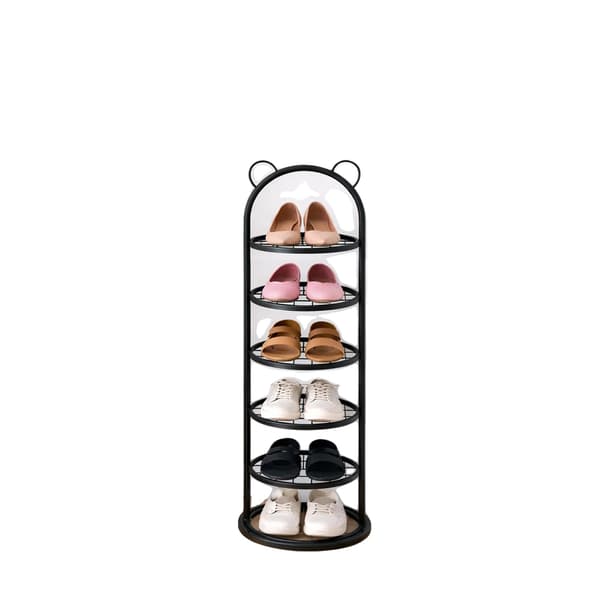 Sko Rack, Holdbart Stål, Pladsbesparende Design,6L Sort Farve