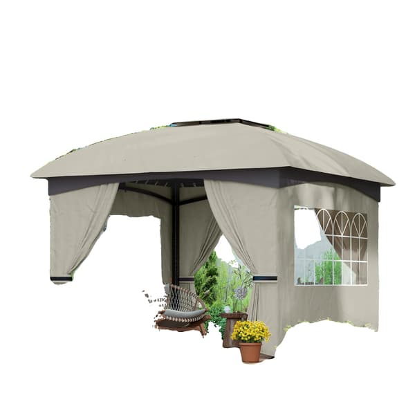 Havepavillon, Vandafvisende Stof, Inkluderer Sidepaneler,GRÅ
