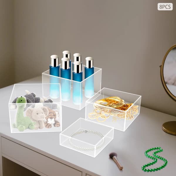 Akrylställ, Set om 8, Mått: 15,5*5cm till 21*14cm, Rektangulär Form, Ingen Montering Krävs, Transparent Design