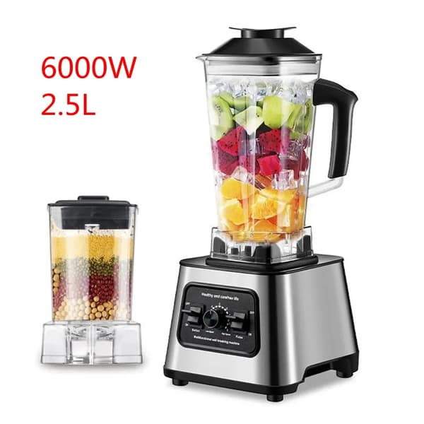 Tehosekoitin, 6000W Teho, 2.5L Kapasiteetti,220V, hopea