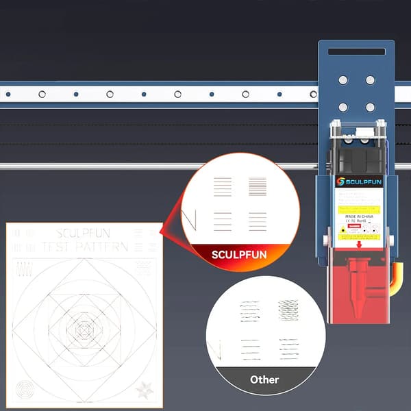 Lasergravør, Luftassisteret System, Justerbar Gravurstørrelse,SCULPFUN S30