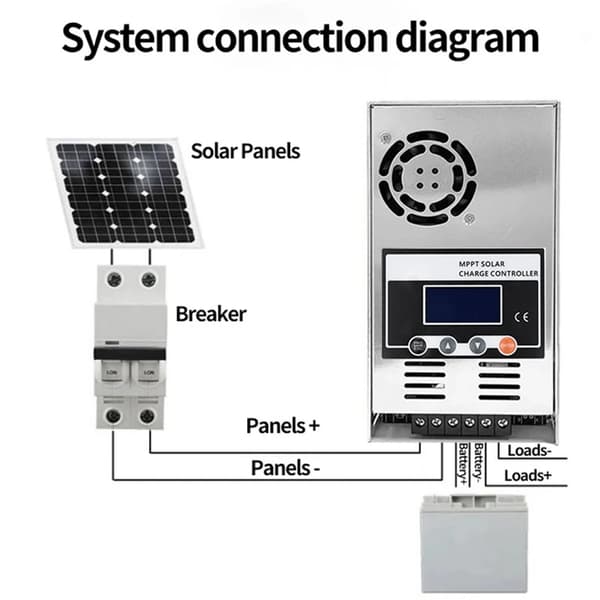 Solcellelader, 60A MPPT, LCD-skærm,12V 24V 36V 48V, 60A