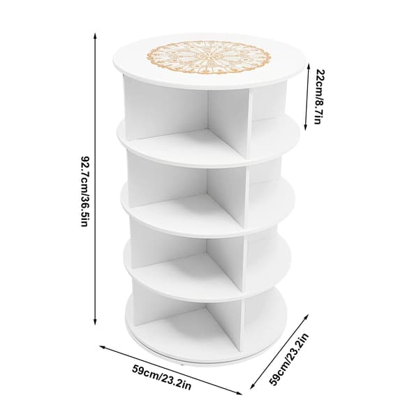 Sko Rack, 4-Lags Kapacitet, Drejelig Design,hvid farve