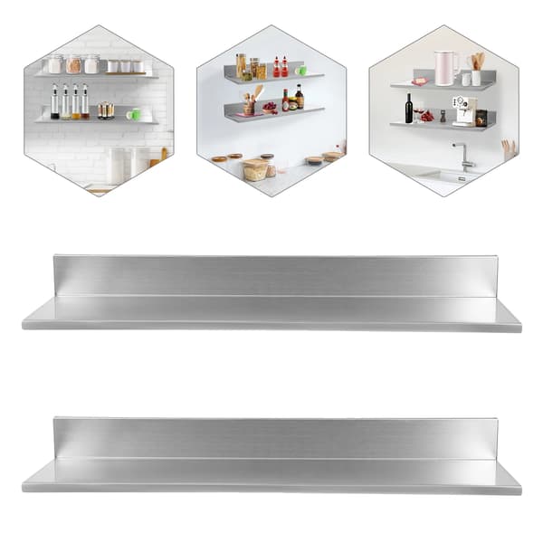 Væghylder, Rustfrit Stål, Dobbelt Niveau Design,Sølv
