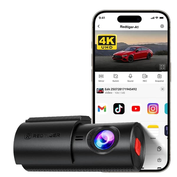 Dash Cam, 4K-inspelning, Nattseendefunktion, INGEN HW KIT, Ingenting