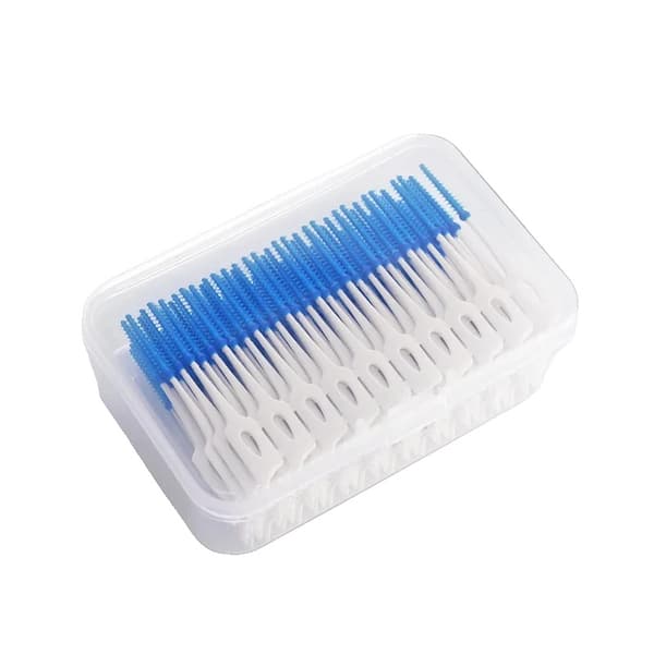 Interdentalborstar, mjuka silikonborst, 200 stycken,Blå 200Pcs