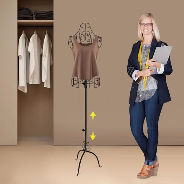Mannequin Kjoleform, Justerbar Højde, Overkropsdisplay,Sort