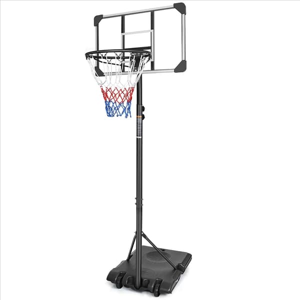 Basketballkurv, Justerbar Højde, Bærbart Design,Sort