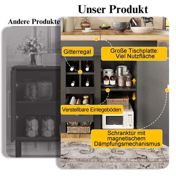 Spisebord, teleskopisk design, pladsbesparende funktioner,sort