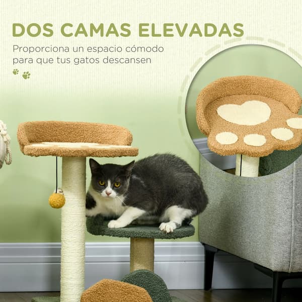 Kattens Kradsetræ, Multi-Niveau Design, Holdbare Materialer,Grøn, Brun, Beige