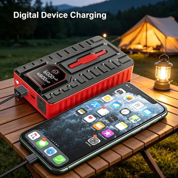 Bil Jump Starter, 5000A Spidsstrøm, Bærbar Power Bank,GRÅ
