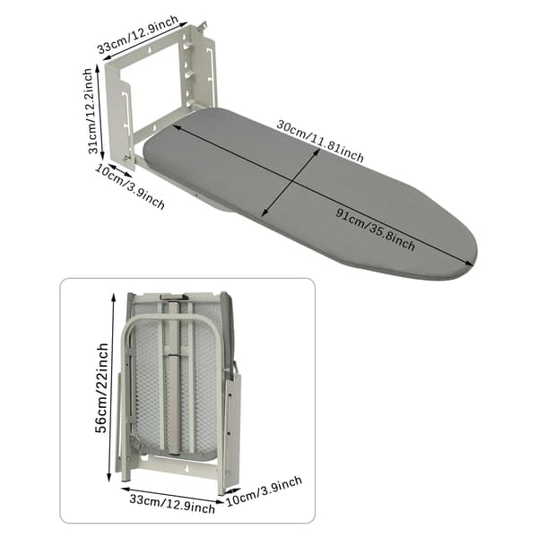 Strykbord, Väggmonterad Design, Justerbar Höjd,grå