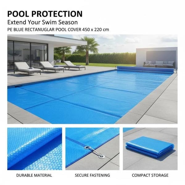 Poolöverdrag, Hållbart Material, Lätt Installation,Blå