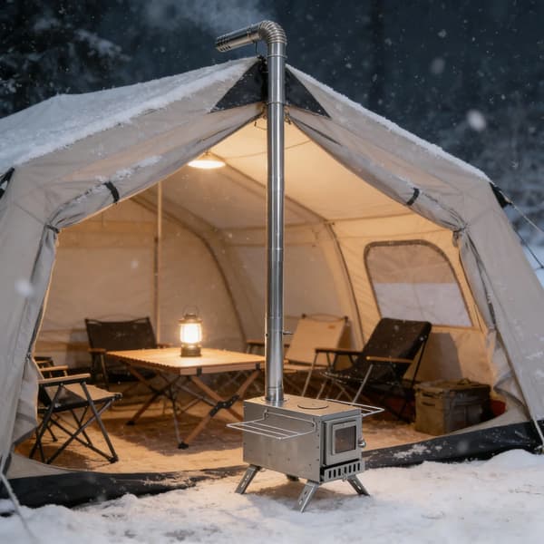 Brændeovn, Bærbart Design, Justerbar Højde,Sølv