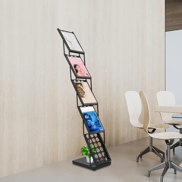 Magasinholder, 5-lags opbevaring, åben design,Sort