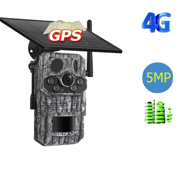 PIR bevægelseskamera, nattevision, 3G 4G forbindelse,GPS 5MP