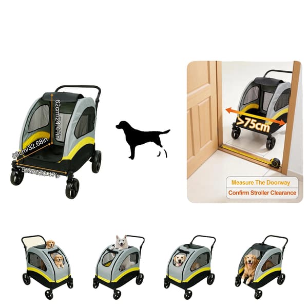 Hundtransportör, Fällbar Design, 4-hjulig Mobilitet,GUL