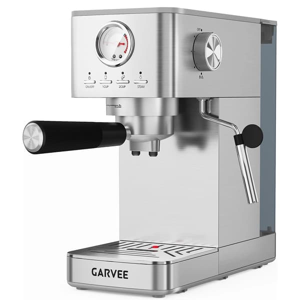 Semi-automatisk Espresso Kaffemaskine, Rustfrit Stål, Dampstav,EU, Sølv