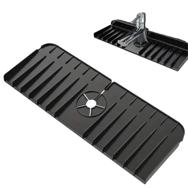 Vaskemåtte, Holdbar Silikone, Pladsbesparende Design,Sort-2PCS