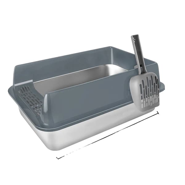 Kattebakke, Rustfrit Stål, Semi-Lukket Design,GRÅ